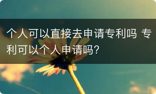 个人可以直接去申请专利吗 专利可以个人申请吗?