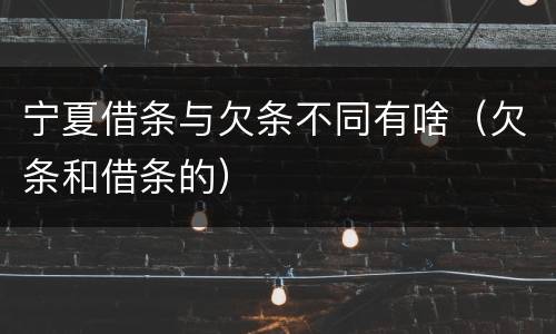 宁夏借条与欠条不同有啥（欠条和借条的）