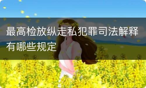 最高检放纵走私犯罪司法解释有哪些规定