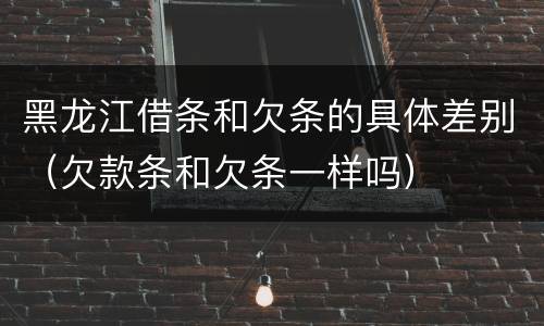 黑龙江借条和欠条的具体差别（欠款条和欠条一样吗）
