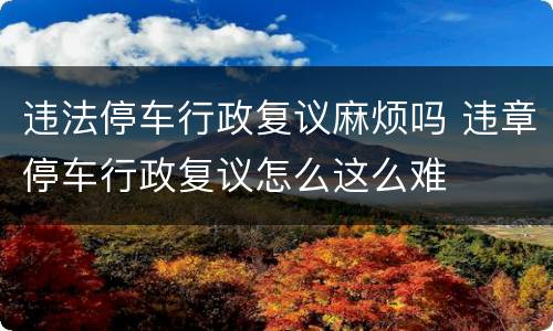 违法停车行政复议麻烦吗 违章停车行政复议怎么这么难