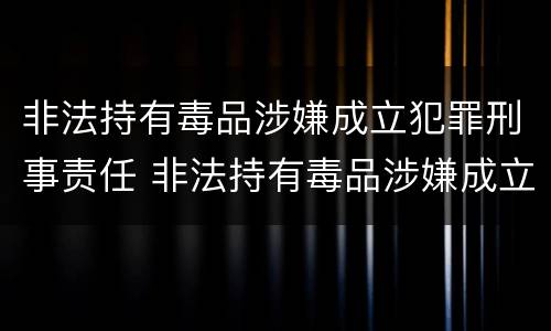 非法持有毒品涉嫌成立犯罪刑事责任 非法持有毒品涉嫌成立犯罪刑事责任吗