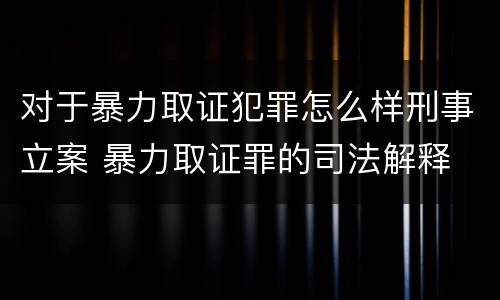 对于暴力取证犯罪怎么样刑事立案 暴力取证罪的司法解释
