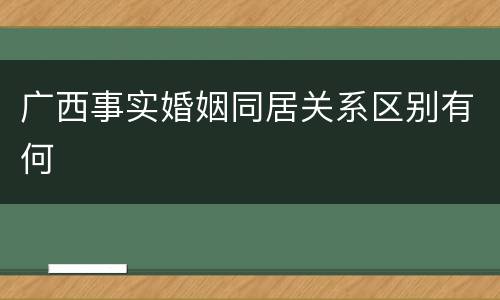 广西事实婚姻同居关系区别有何