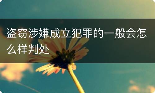 盗窃涉嫌成立犯罪的一般会怎么样判处
