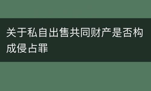关于私自出售共同财产是否构成侵占罪