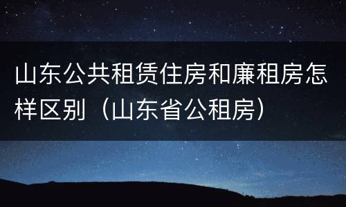 山东公共租赁住房和廉租房怎样区别（山东省公租房）