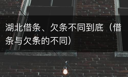 湖北借条、欠条不同到底（借条与欠条的不同）