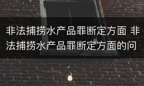 非法捕捞水产品罪断定方面 非法捕捞水产品罪断定方面的问题