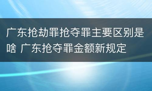 广东抢劫罪抢夺罪主要区别是啥 广东抢夺罪金额新规定