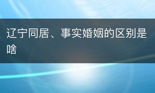 辽宁同居、事实婚姻的区别是啥