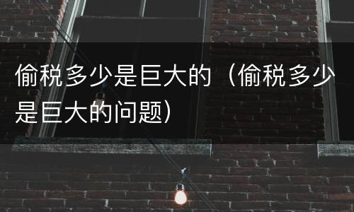 偷税多少是巨大的（偷税多少是巨大的问题）