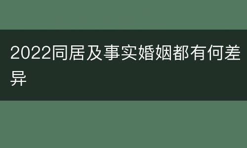 2022同居及事实婚姻都有何差异