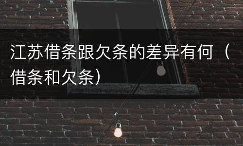 江苏借条跟欠条的差异有何（借条和欠条）
