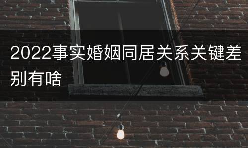 2022事实婚姻同居关系关键差别有啥