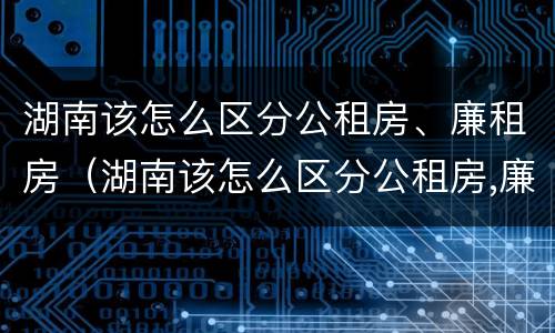 湖南该怎么区分公租房、廉租房（湖南该怎么区分公租房,廉租房呢）