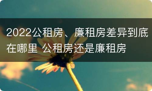 2022公租房、廉租房差异到底在哪里 公租房还是廉租房