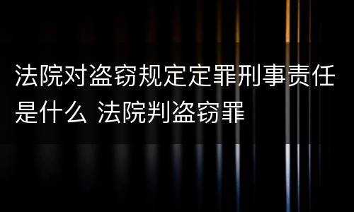 法院对盗窃规定定罪刑事责任是什么 法院判盗窃罪