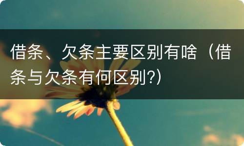 借条、欠条主要区别有啥（借条与欠条有何区别?）
