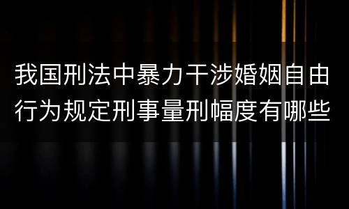 我国刑法中暴力干涉婚姻自由行为规定刑事量刑幅度有哪些