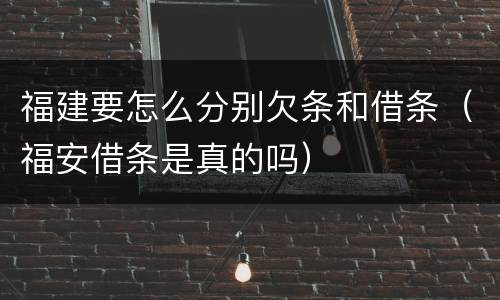 福建要怎么分别欠条和借条（福安借条是真的吗）