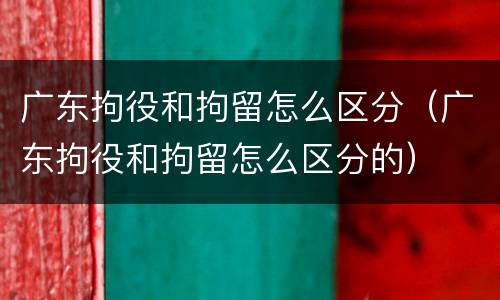广东拘役和拘留怎么区分（广东拘役和拘留怎么区分的）