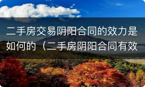 二手房交易阴阳合同的效力是如何的（二手房阴阳合同有效吗）