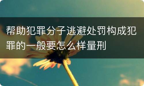 帮助犯罪分子逃避处罚构成犯罪的一般要怎么样量刑