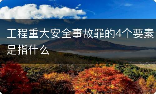 工程重大安全事故罪的4个要素是指什么