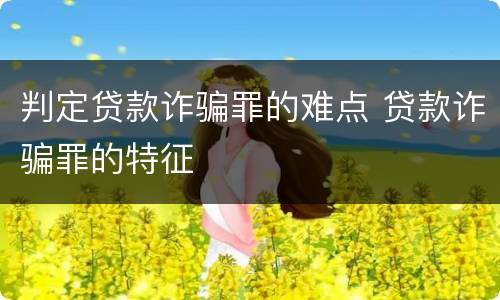 判定贷款诈骗罪的难点 贷款诈骗罪的特征