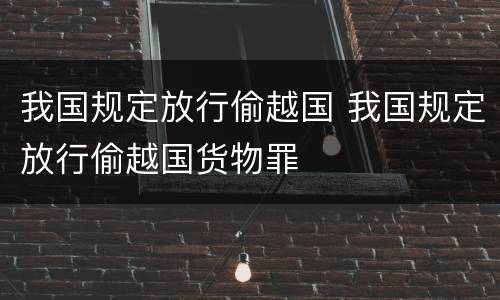 我国规定放行偷越国 我国规定放行偷越国货物罪