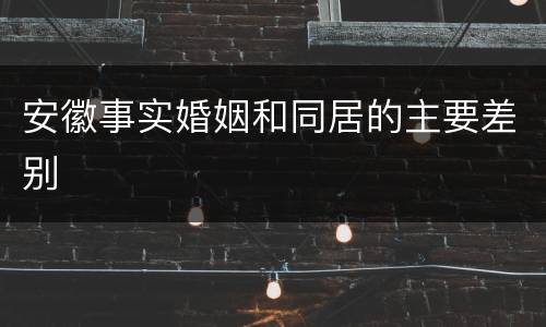 安徽事实婚姻和同居的主要差别