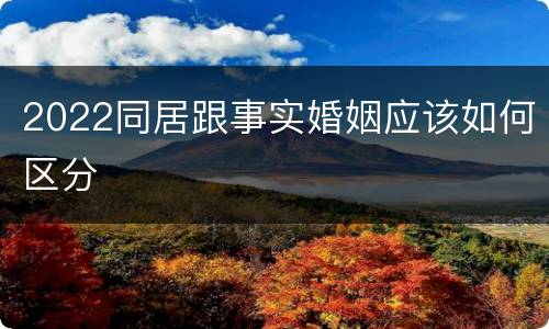 2022同居跟事实婚姻应该如何区分