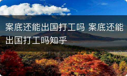 案底还能出国打工吗 案底还能出国打工吗知乎
