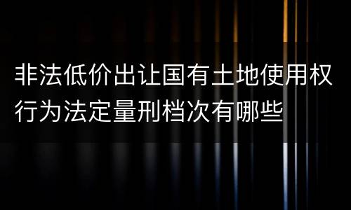 非法低价出让国有土地使用权行为法定量刑档次有哪些