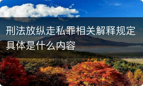 刑法放纵走私罪相关解释规定具体是什么内容