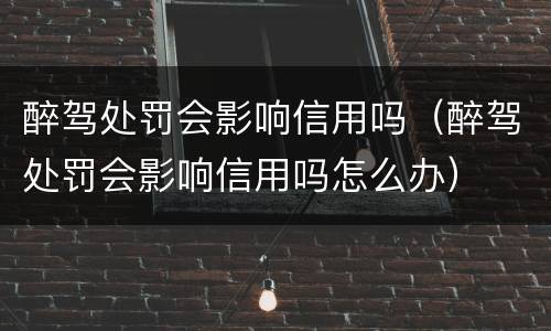 醉驾处罚会影响信用吗（醉驾处罚会影响信用吗怎么办）