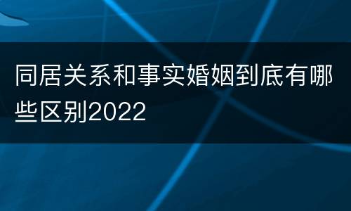 同居关系和事实婚姻到底有哪些区别2022