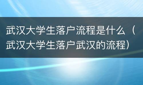 武汉大学生落户流程是什么（武汉大学生落户武汉的流程）