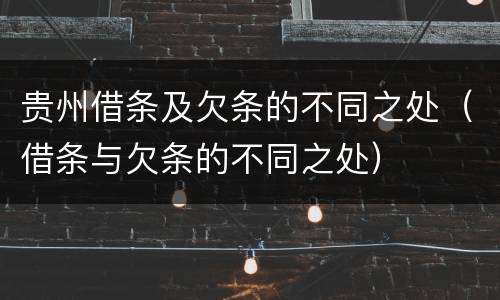 贵州借条及欠条的不同之处（借条与欠条的不同之处）