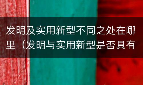 发明及实用新型不同之处在哪里（发明与实用新型是否具有实用性）