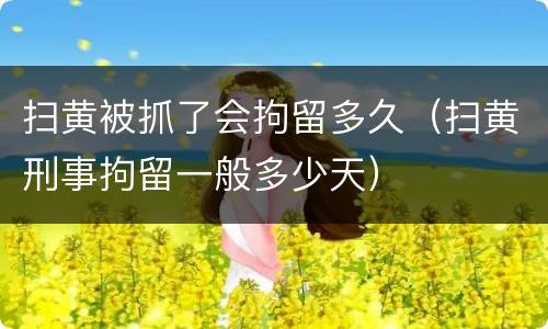 扫黄被抓了会拘留多久（扫黄刑事拘留一般多少天）