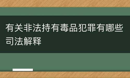 有关非法持有毒品犯罪有哪些司法解释