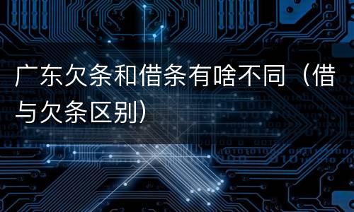 广东欠条和借条有啥不同（借与欠条区别）