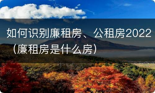 如何识别廉租房、公租房2022（廉租房是什么房）