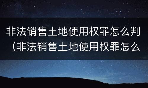 非法销售土地使用权罪怎么判（非法销售土地使用权罪怎么判定）