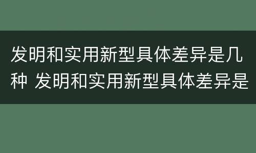 发明和实用新型具体差异是几种 发明和实用新型具体差异是几种形式