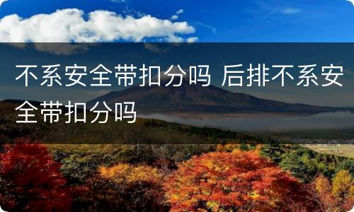 不系安全带扣分吗 后排不系安全带扣分吗