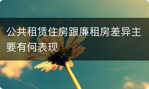 公共租赁住房跟廉租房差异主要有何表现