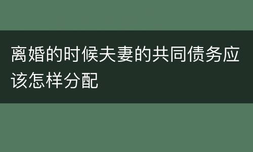离婚的时候夫妻的共同债务应该怎样分配